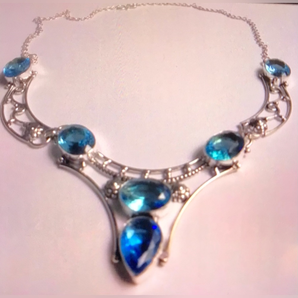 Blue Topaz 925 Sterling Silver Necklace